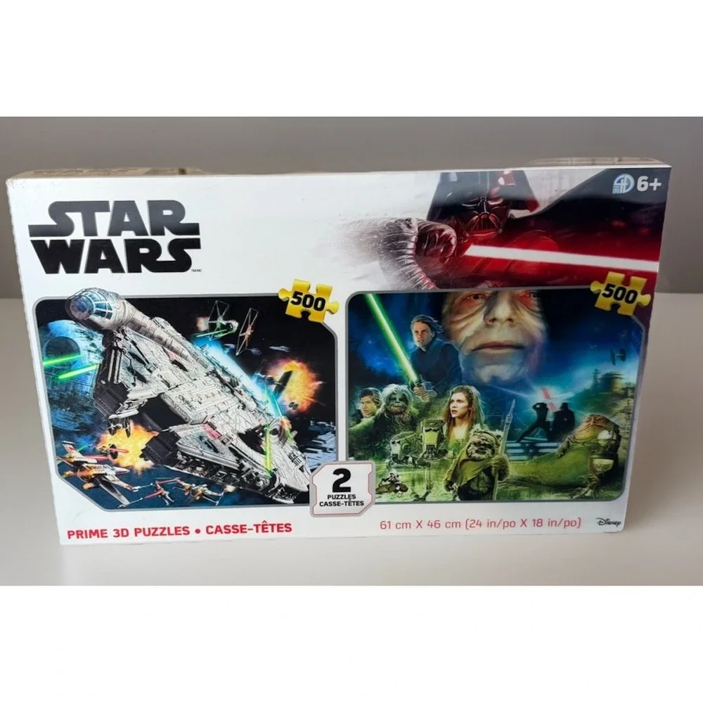 Star Wars 1000 Piece Puzzle (Pack of 2 x 500) Prime 3D Lenticular Disney NIB NEW